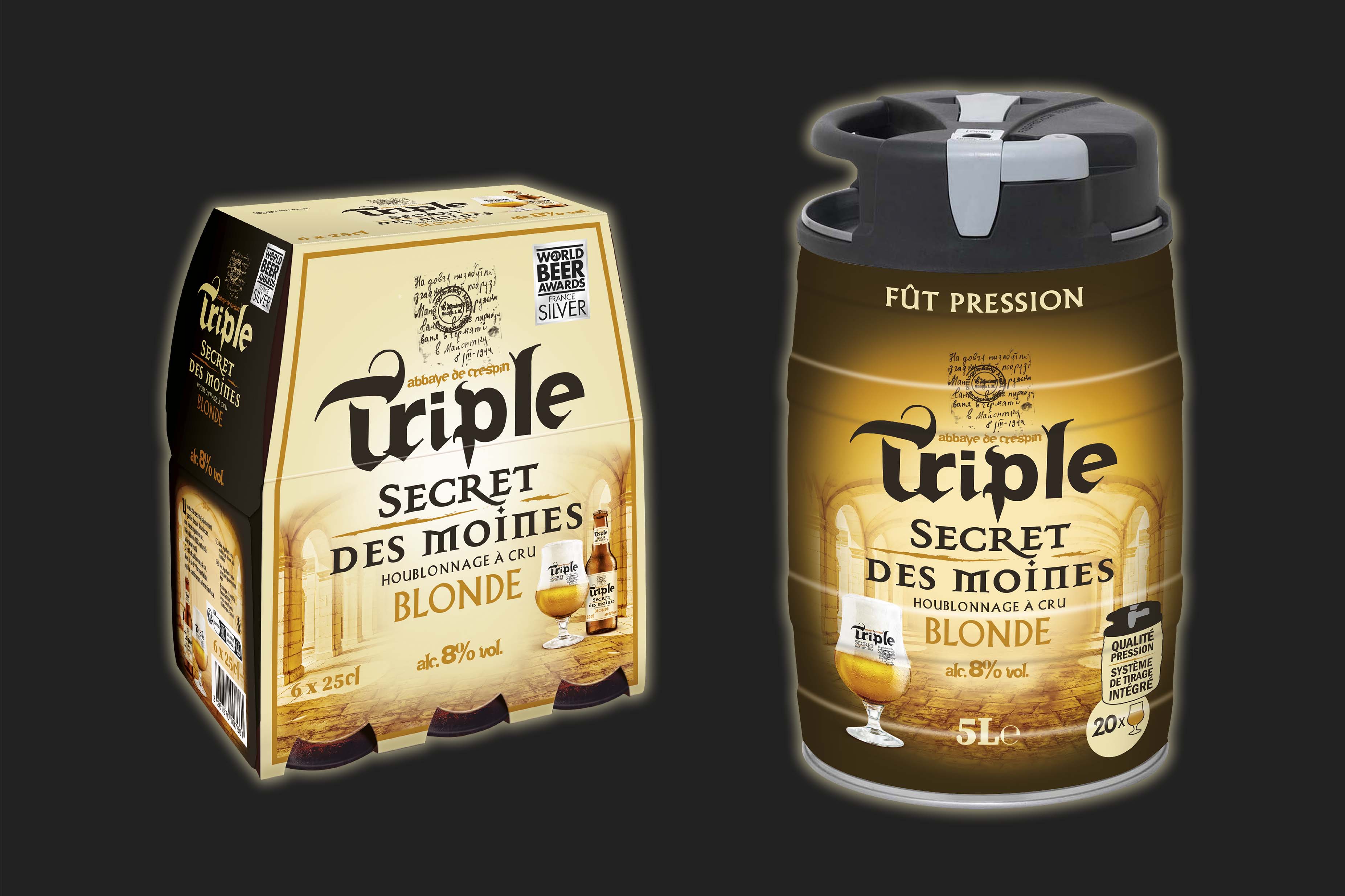 Bière blonde triple secret des moines 8°, Brasserie Goudale (Fût 5 L)